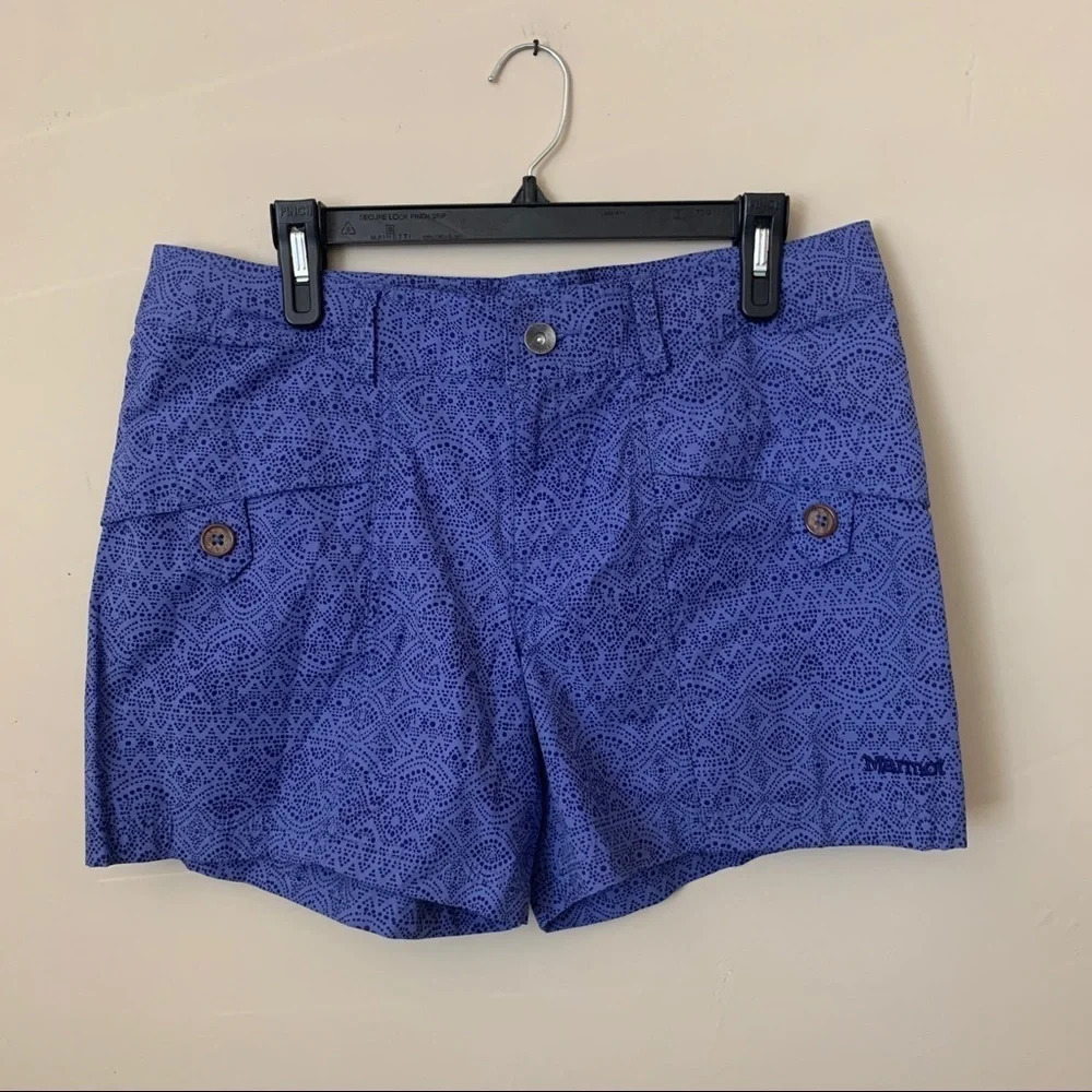 Marmot Ginny Midi Hiking Shorts Periwinkle Floral Size 12